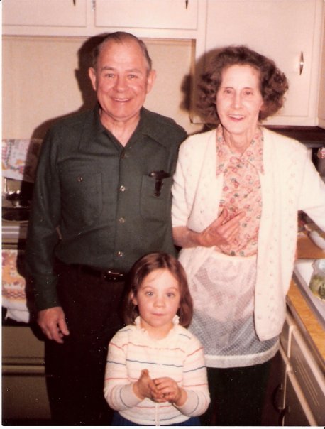 My morfar and mormor, Gus and Margaret Erikson, and me, 1979.